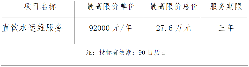 直饮水运维服务招标公告
